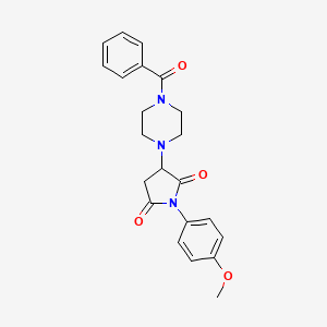 molecular formula C22H23N3O4 B5217181 3-(4-benzoyl-1-piperazinyl)-1-(4-methoxyphenyl)-2,5-pyrrolidinedione 