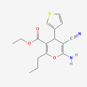 molecular formula C16H18N2O3S B5217246 ethyl 6-amino-5-cyano-2-propyl-4-(3-thienyl)-4H-pyran-3-carboxylate 