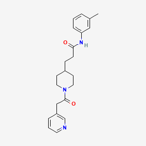 molecular formula C22H27N3O2 B5217265 N-(3-methylphenyl)-3-[1-(3-pyridinylacetyl)-4-piperidinyl]propanamide 
