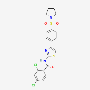 molecular formula C20H17Cl2N3O3S2 B5217272 2,4-dichloro-N-{4-[4-(1-pyrrolidinylsulfonyl)phenyl]-1,3-thiazol-2-yl}benzamide 