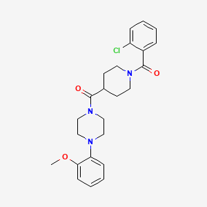 molecular formula C24H28ClN3O3 B5217304 1-{[1-(2-chlorobenzoyl)-4-piperidinyl]carbonyl}-4-(2-methoxyphenyl)piperazine 