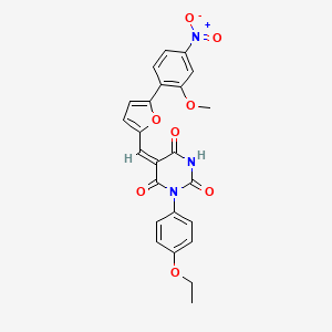 molecular formula C24H19N3O8 B5217322 1-(4-ethoxyphenyl)-5-{[5-(2-methoxy-4-nitrophenyl)-2-furyl]methylene}-2,4,6(1H,3H,5H)-pyrimidinetrione 