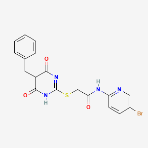 molecular formula C18H15BrN4O3S B5217325 2-[(5-benzyl-4,6-dioxo-1,4,5,6-tetrahydro-2-pyrimidinyl)thio]-N-(5-bromo-2-pyridinyl)acetamide 