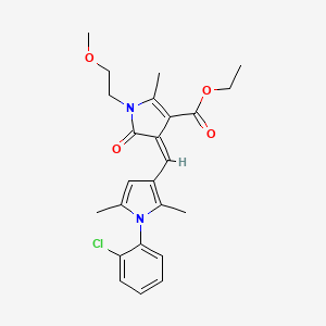 molecular formula C24H27ClN2O4 B5217338 ethyl 4-{[1-(2-chlorophenyl)-2,5-dimethyl-1H-pyrrol-3-yl]methylene}-1-(2-methoxyethyl)-2-methyl-5-oxo-4,5-dihydro-1H-pyrrole-3-carboxylate 