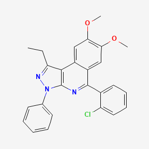 molecular formula C26H22ClN3O2 B5217341 5-(2-chlorophenyl)-1-ethyl-7,8-dimethoxy-3-phenyl-3H-pyrazolo[3,4-c]isoquinoline 