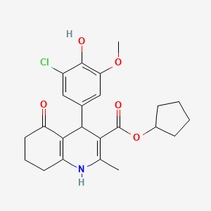 molecular formula C23H26ClNO5 B5217343 cyclopentyl 4-(3-chloro-4-hydroxy-5-methoxyphenyl)-2-methyl-5-oxo-1,4,5,6,7,8-hexahydro-3-quinolinecarboxylate 
