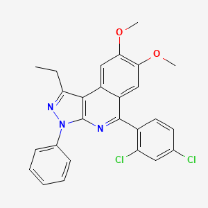 molecular formula C26H21Cl2N3O2 B5217400 5-(2,4-dichlorophenyl)-1-ethyl-7,8-dimethoxy-3-phenyl-3H-pyrazolo[3,4-c]isoquinoline 