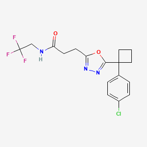 molecular formula C17H17ClF3N3O2 B5217403 3-{5-[1-(4-chlorophenyl)cyclobutyl]-1,3,4-oxadiazol-2-yl}-N-(2,2,2-trifluoroethyl)propanamide 