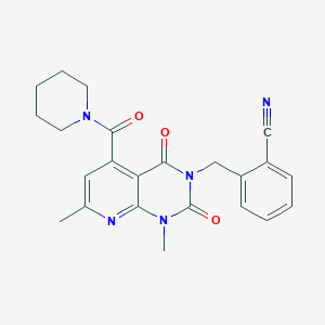 molecular formula C23H23N5O3 B5217422 2-{[1,7-dimethyl-2,4-dioxo-5-(1-piperidinylcarbonyl)-1,4-dihydropyrido[2,3-d]pyrimidin-3(2H)-yl]methyl}benzonitrile 
