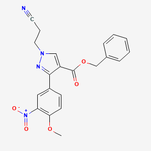 molecular formula C21H18N4O5 B5217444 benzyl 1-(2-cyanoethyl)-3-(4-methoxy-3-nitrophenyl)-1H-pyrazole-4-carboxylate 
