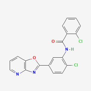 molecular formula C19H11Cl2N3O2 B5217462 2-chloro-N-(2-chloro-5-[1,3]oxazolo[4,5-b]pyridin-2-ylphenyl)benzamide 
