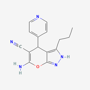 molecular formula C15H15N5O B5217466 6-amino-3-propyl-4-(4-pyridinyl)-2,4-dihydropyrano[2,3-c]pyrazole-5-carbonitrile 