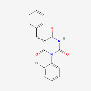 molecular formula C17H11ClN2O3 B5217473 5-benzylidene-1-(2-chlorophenyl)-2,4,6(1H,3H,5H)-pyrimidinetrione 