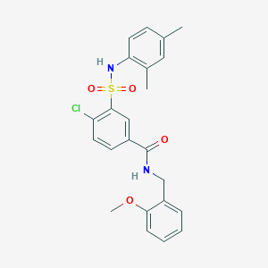 molecular formula C23H23ClN2O4S B5217633 4-chloro-3-{[(2,4-dimethylphenyl)amino]sulfonyl}-N-(2-methoxybenzyl)benzamide 