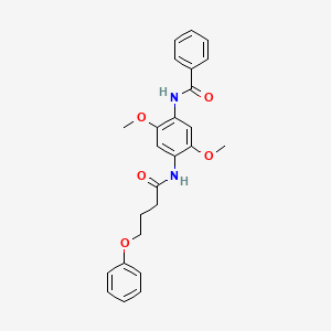 molecular formula C25H26N2O5 B5217645 N-{2,5-dimethoxy-4-[(4-phenoxybutanoyl)amino]phenyl}benzamide 