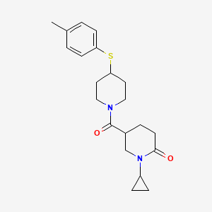 molecular formula C21H28N2O2S B5217651 1-cyclopropyl-5-({4-[(4-methylphenyl)thio]-1-piperidinyl}carbonyl)-2-piperidinone 