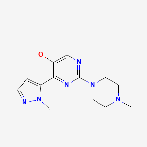 molecular formula C14H20N6O B5217662 5-methoxy-2-(4-methyl-1-piperazinyl)-4-(1-methyl-1H-pyrazol-5-yl)pyrimidine 
