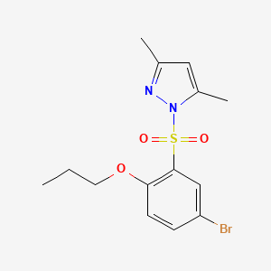 molecular formula C14H17BrN2O3S B5217692 1-[(5-bromo-2-propoxyphenyl)sulfonyl]-3,5-dimethyl-1H-pyrazole 