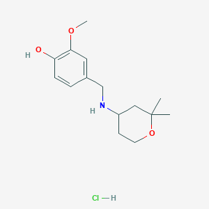 molecular formula C15H24ClNO3 B5217735 4-{[(2,2-dimethyltetrahydro-2H-pyran-4-yl)amino]methyl}-2-methoxyphenol hydrochloride 
