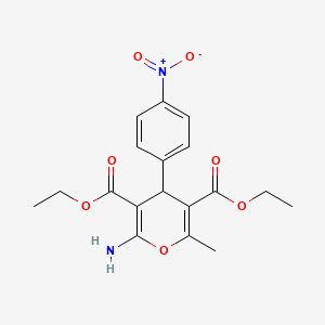 molecular formula C18H20N2O7 B5217756 diethyl 2-amino-6-methyl-4-(4-nitrophenyl)-4H-pyran-3,5-dicarboxylate 