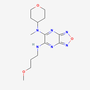 molecular formula C14H22N6O3 B5217804 N'-(3-methoxypropyl)-N-methyl-N-(tetrahydro-2H-pyran-4-yl)[1,2,5]oxadiazolo[3,4-b]pyrazine-5,6-diamine 