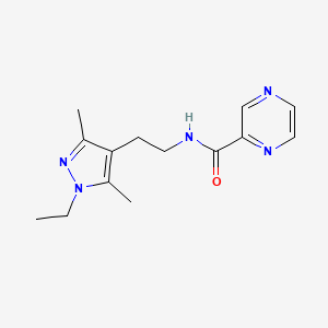molecular formula C14H19N5O B5217808 N-[2-(1-ethyl-3,5-dimethyl-1H-pyrazol-4-yl)ethyl]-2-pyrazinecarboxamide 