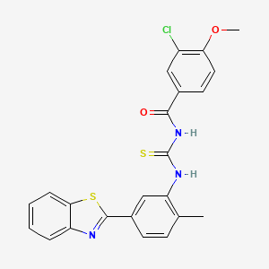molecular formula C23H18ClN3O2S2 B5217809 N-({[5-(1,3-benzothiazol-2-yl)-2-methylphenyl]amino}carbonothioyl)-3-chloro-4-methoxybenzamide 