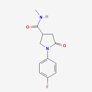 molecular formula C12H13FN2O2 B5217818 1-(4-fluorophenyl)-N-methyl-5-oxo-3-pyrrolidinecarboxamide 