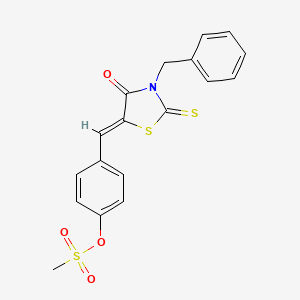 molecular formula C18H15NO4S3 B5217826 4-[(3-benzyl-4-oxo-2-thioxo-1,3-thiazolidin-5-ylidene)methyl]phenyl methanesulfonate 