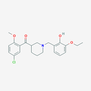 molecular formula C22H26ClNO4 B5217829 (5-chloro-2-methoxyphenyl)[1-(3-ethoxy-2-hydroxybenzyl)-3-piperidinyl]methanone 