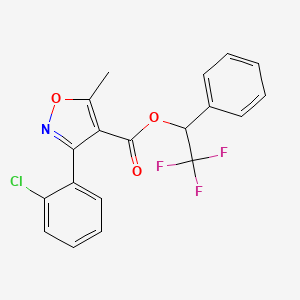 molecular formula C19H13ClF3NO3 B5217835 2,2,2-trifluoro-1-phenylethyl 3-(2-chlorophenyl)-5-methyl-4-isoxazolecarboxylate 