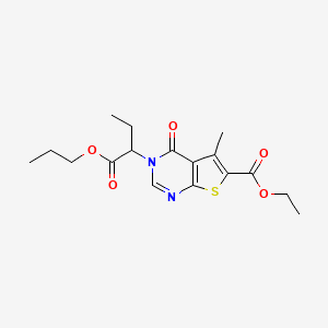 molecular formula C17H22N2O5S B5217852 ethyl 5-methyl-4-oxo-3-[1-(propoxycarbonyl)propyl]-3,4-dihydrothieno[2,3-d]pyrimidine-6-carboxylate 