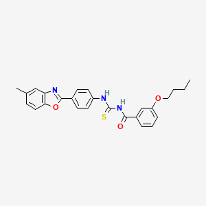 molecular formula C26H25N3O3S B5217881 3-butoxy-N-({[4-(5-methyl-1,3-benzoxazol-2-yl)phenyl]amino}carbonothioyl)benzamide 