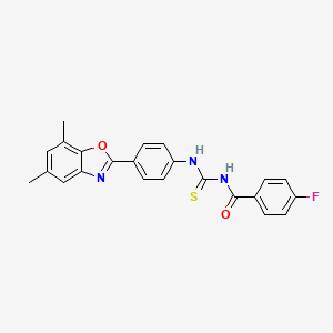 N-({[4-(5,7-dimethyl-1,3-benzoxazol-2-yl)phenyl]amino}carbonothioyl)-4-fluorobenzamide