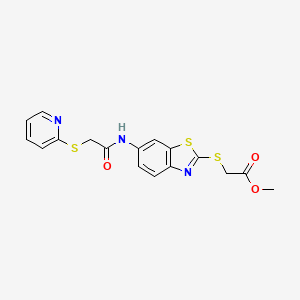 molecular formula C17H15N3O3S3 B5217909 methyl [(6-{[(2-pyridinylthio)acetyl]amino}-1,3-benzothiazol-2-yl)thio]acetate 