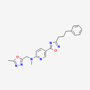 molecular formula C21H22N6O2 B5217954 N-methyl-N-[(5-methyl-1,3,4-oxadiazol-2-yl)methyl]-5-[3-(3-phenylpropyl)-1,2,4-oxadiazol-5-yl]-2-pyridinamine 