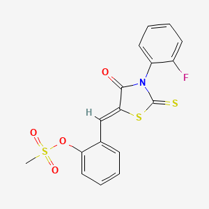 molecular formula C17H12FNO4S3 B5217973 2-{[3-(2-fluorophenyl)-4-oxo-2-thioxo-1,3-thiazolidin-5-ylidene]methyl}phenyl methanesulfonate 