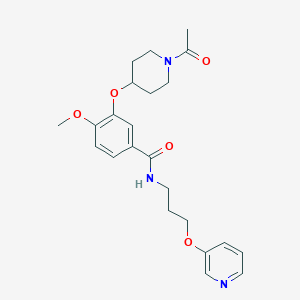 molecular formula C23H29N3O5 B5217986 3-[(1-acetyl-4-piperidinyl)oxy]-4-methoxy-N-[3-(3-pyridinyloxy)propyl]benzamide 