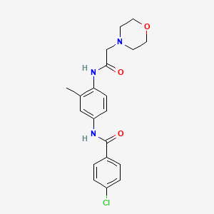 molecular formula C20H22ClN3O3 B5218009 4-chloro-N-{3-methyl-4-[(4-morpholinylacetyl)amino]phenyl}benzamide 