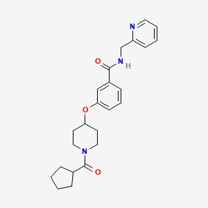 molecular formula C24H29N3O3 B5218035 3-{[1-(cyclopentylcarbonyl)-4-piperidinyl]oxy}-N-(2-pyridinylmethyl)benzamide 