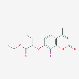 molecular formula C16H17IO5 B5218057 ethyl 2-[(8-iodo-4-methyl-2-oxo-2H-chromen-7-yl)oxy]butanoate 