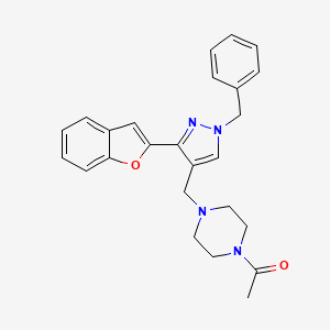 molecular formula C25H26N4O2 B5218063 1-acetyl-4-{[3-(1-benzofuran-2-yl)-1-benzyl-1H-pyrazol-4-yl]methyl}piperazine 