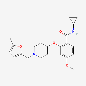 molecular formula C22H28N2O4 B5218090 N-cyclopropyl-4-methoxy-2-({1-[(5-methyl-2-furyl)methyl]-4-piperidinyl}oxy)benzamide 