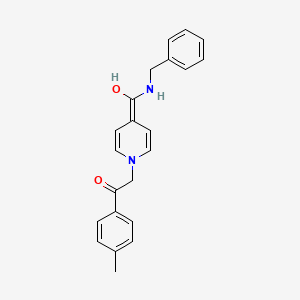 molecular formula C22H22N2O2 B5218101 2-[4-[(benzylamino)(hydroxy)methylene]-1(4H)-pyridinyl]-1-(4-methylphenyl)ethanone 