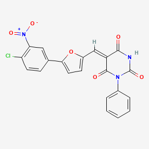 molecular formula C21H12ClN3O6 B5218116 5-{[5-(4-chloro-3-nitrophenyl)-2-furyl]methylene}-1-phenyl-2,4,6(1H,3H,5H)-pyrimidinetrione 