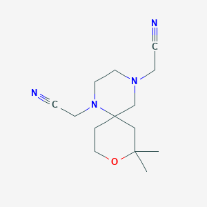 molecular formula C14H22N4O B5218134 2,2'-(8,8-dimethyl-9-oxa-1,4-diazaspiro[5.5]undecane-1,4-diyl)diacetonitrile 