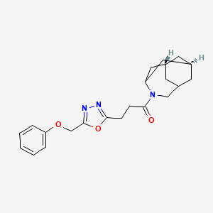 molecular formula C22H27N3O3 B5218141 (1R*,3S*,6R*,8S*)-4-{3-[5-(phenoxymethyl)-1,3,4-oxadiazol-2-yl]propanoyl}-4-azatricyclo[4.3.1.1~3,8~]undecane 