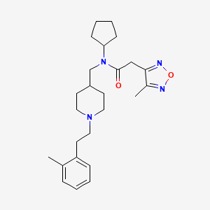 molecular formula C25H36N4O2 B5218196 N-cyclopentyl-2-(4-methyl-1,2,5-oxadiazol-3-yl)-N-({1-[2-(2-methylphenyl)ethyl]-4-piperidinyl}methyl)acetamide 