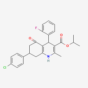 molecular formula C26H25ClFNO3 B5218202 isopropyl 7-(4-chlorophenyl)-4-(2-fluorophenyl)-2-methyl-5-oxo-1,4,5,6,7,8-hexahydro-3-quinolinecarboxylate CAS No. 5712-04-9