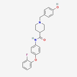 molecular formula C25H25FN2O3 B5218212 N-[4-(2-fluorophenoxy)phenyl]-1-(4-hydroxybenzyl)-4-piperidinecarboxamide 